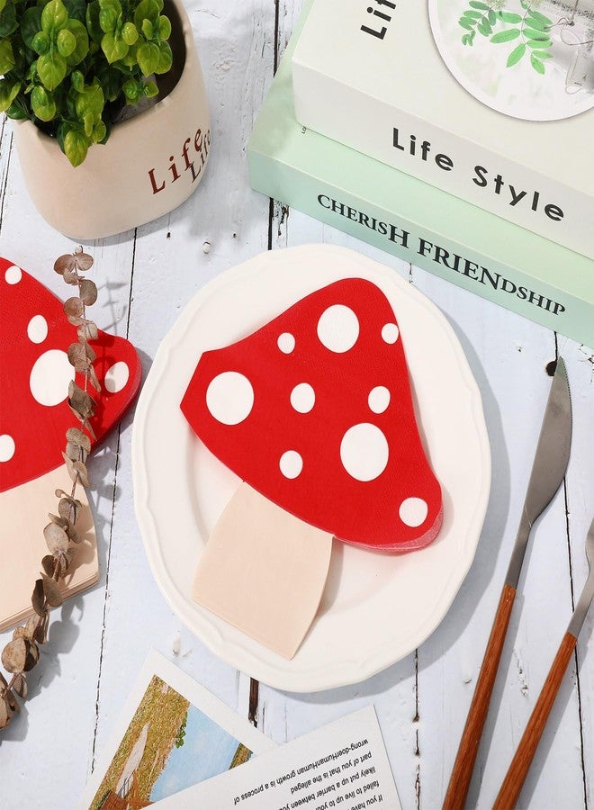 وولاين مجموعة مناديل ورقية من والين، 100 منديل، بنقشة فطر الخريف، طبقتان، لون أحمر، مناديل ورقية للاستخدام مرة واحدة، بنقشة فطر الغابة، مثالية لحفلات العشاء والحلويات في فصل الخريف، وأعياد الميلاد، وحفلات الحدائق الخيالية، وحفلات استقبال المولود، مقاس 6.5 × 5.8 بوصة - Image 4